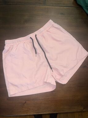 Men’s Pink Elastic Waist Shorts with Drawstring